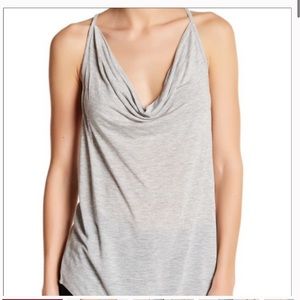 Haute Hippie Racerback Cowl neck tank size L CAMEL